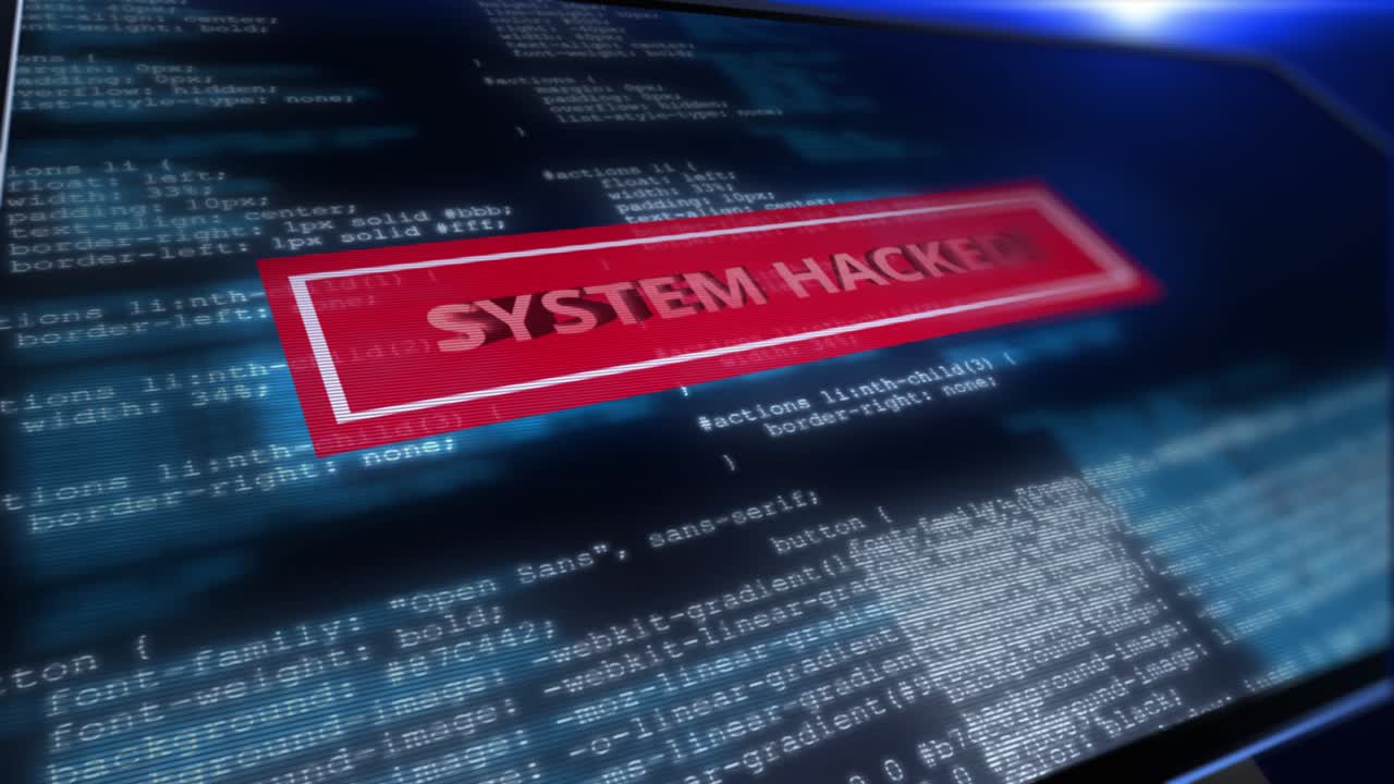 3d warning of system hacked virus cyber attack malware concept hacked hologram privacy data being