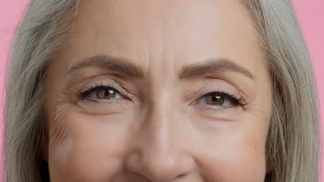 close-up of a senior woman's eyes and face