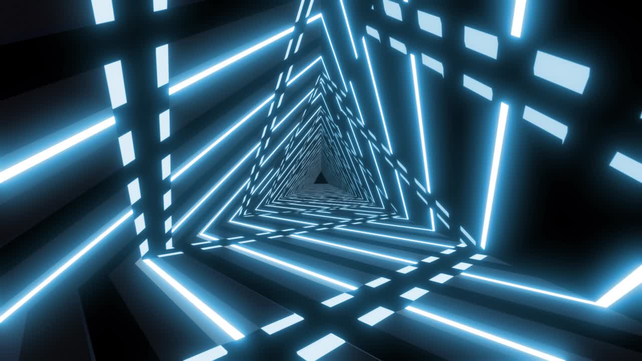 Futuristic Neon Triangle Tunnel