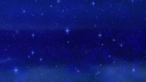 glowing stars moving against blue background