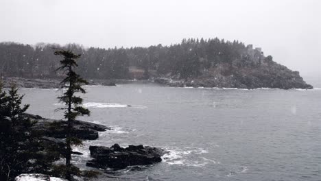 maine coastal view broken bridge medium snow 60fps