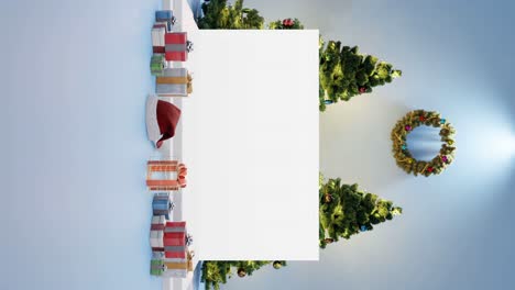 Festive-Holiday-Display-with-Christmas-Decorations-mockup-blue-background-vertical