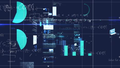 Animation-Von-Diagrammen-Und-Ladekreisen-über-Einer-Mathematischen-Gleichung-Vor-Schwarzem-Hintergrund