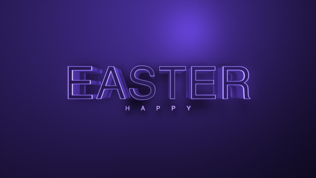 Felice Pasqua luminosa con luci al neon, un moderno augurio per la festività della resurrezione.