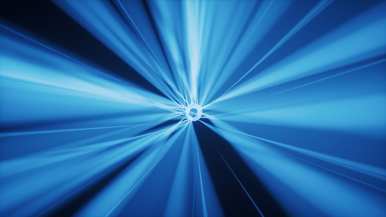 빛나는 네온 라인 터널 3d 렌더링