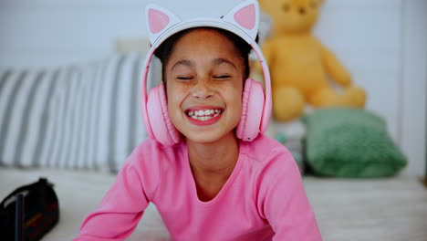 smiling girl with headphones