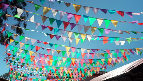 rancho chiapas mexicano banderas coloridas moviéndose con el viento