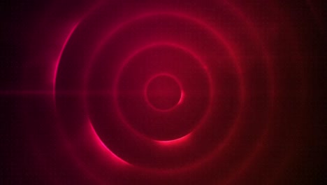 digital animation round neon scope scanning over circles forming against red background