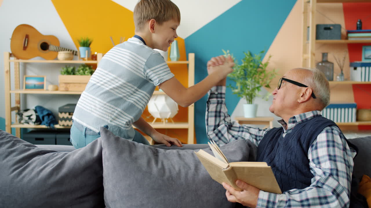 Grandson and Grandfather Spending Time Together
