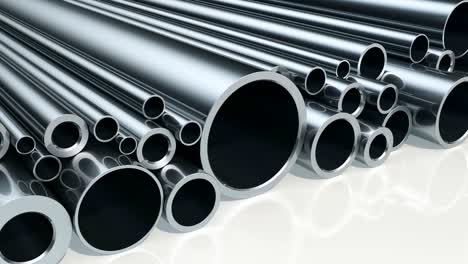 stack of steel pipes, loop animation. 3d rendering