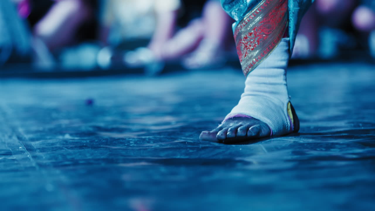 Indian Street Artist Performs Traditional Dance During Diwali Festival