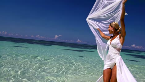 beautiful bride on tropical beach