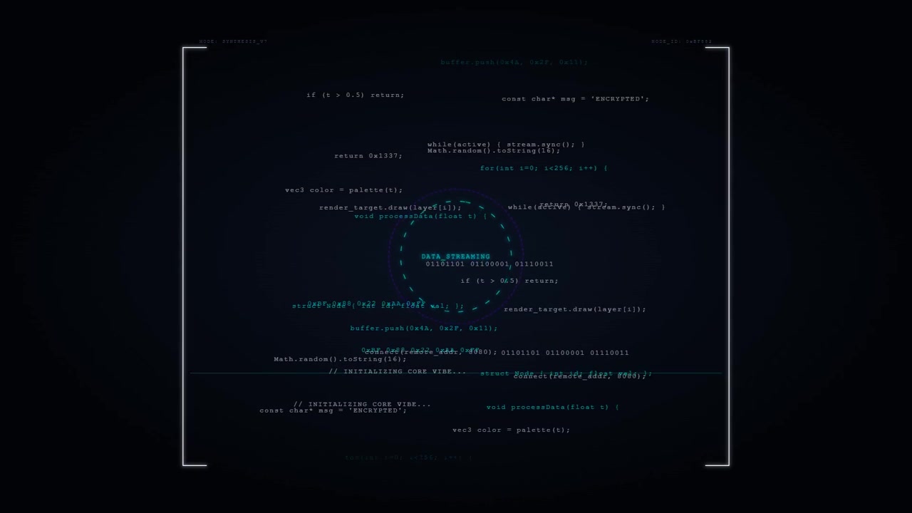 Digital Data Streaming Interface with Abstract Code Animation