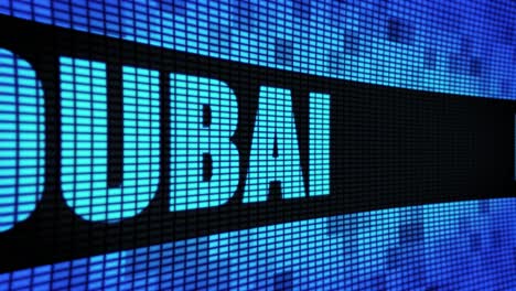 dubai on a digital display