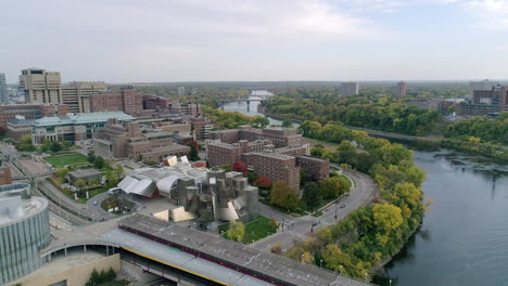 aerial university of minnesota campus weisman art museum