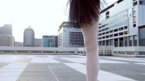 ballet dancer practicing on pavement 4k