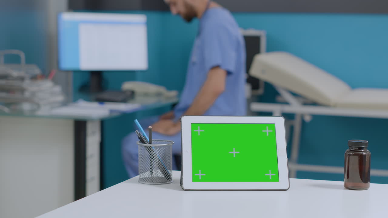 Medical Office with Tablet Green Screen