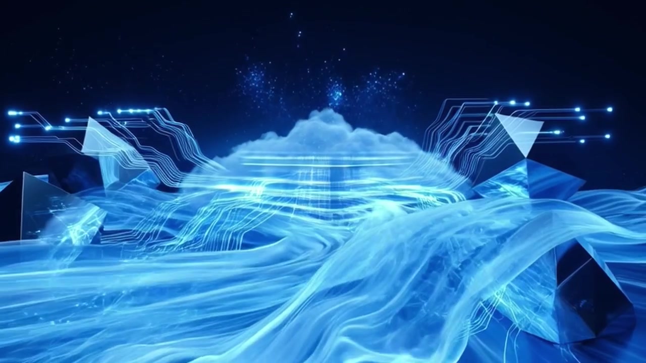 Abstract Digital Cloud Computing and Cybersecurity Network Visualization
