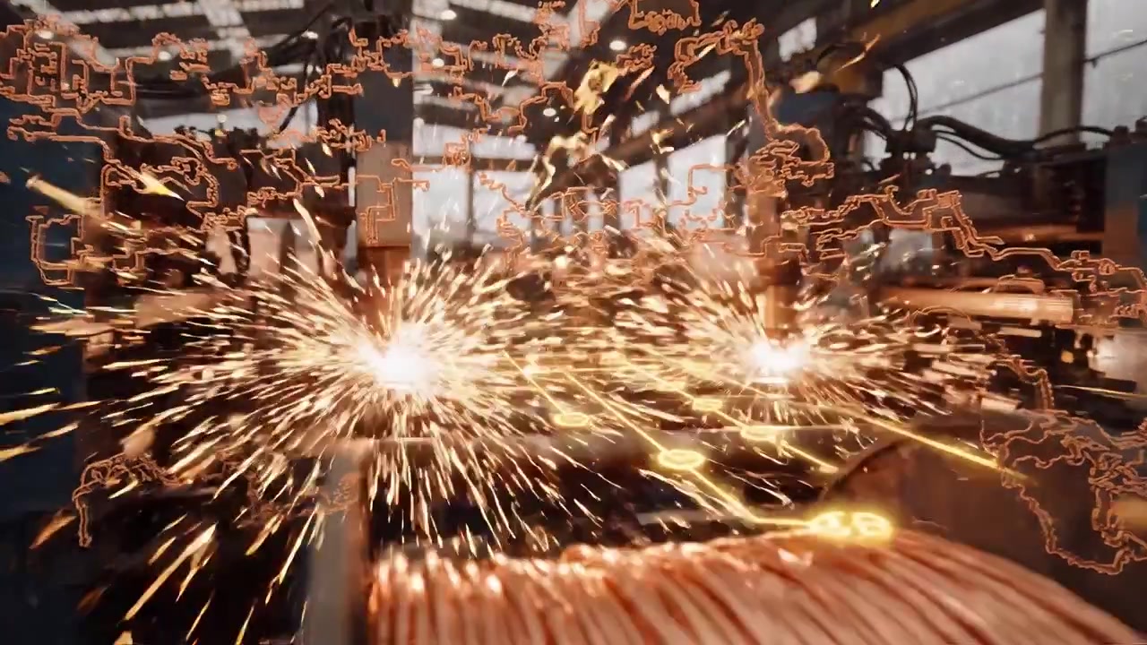 Producción industrial de cable de cobre con superposición de datos digitales