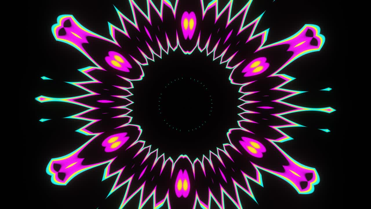 rotación sin problemas de un caleidoscopio intermitente multicolor brillante