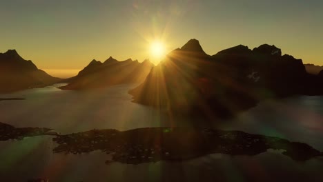 evening sunset lofoten islands norway. reine lofoten is an archipelago in the county of nordland, norway.