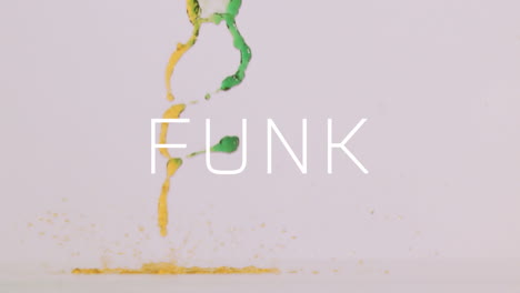 animación de texto funk sobre líquido sobre fondo blanco