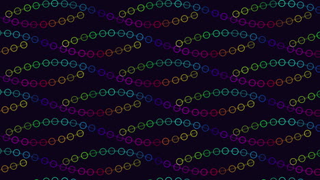 ripetere il modello di onde futuristiche con anelli arcobaleno su gradiente nero