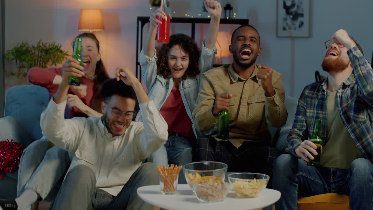 Friends Watching a Game at Home