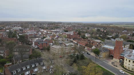 epping town essex imágenes de drones de la calle principal