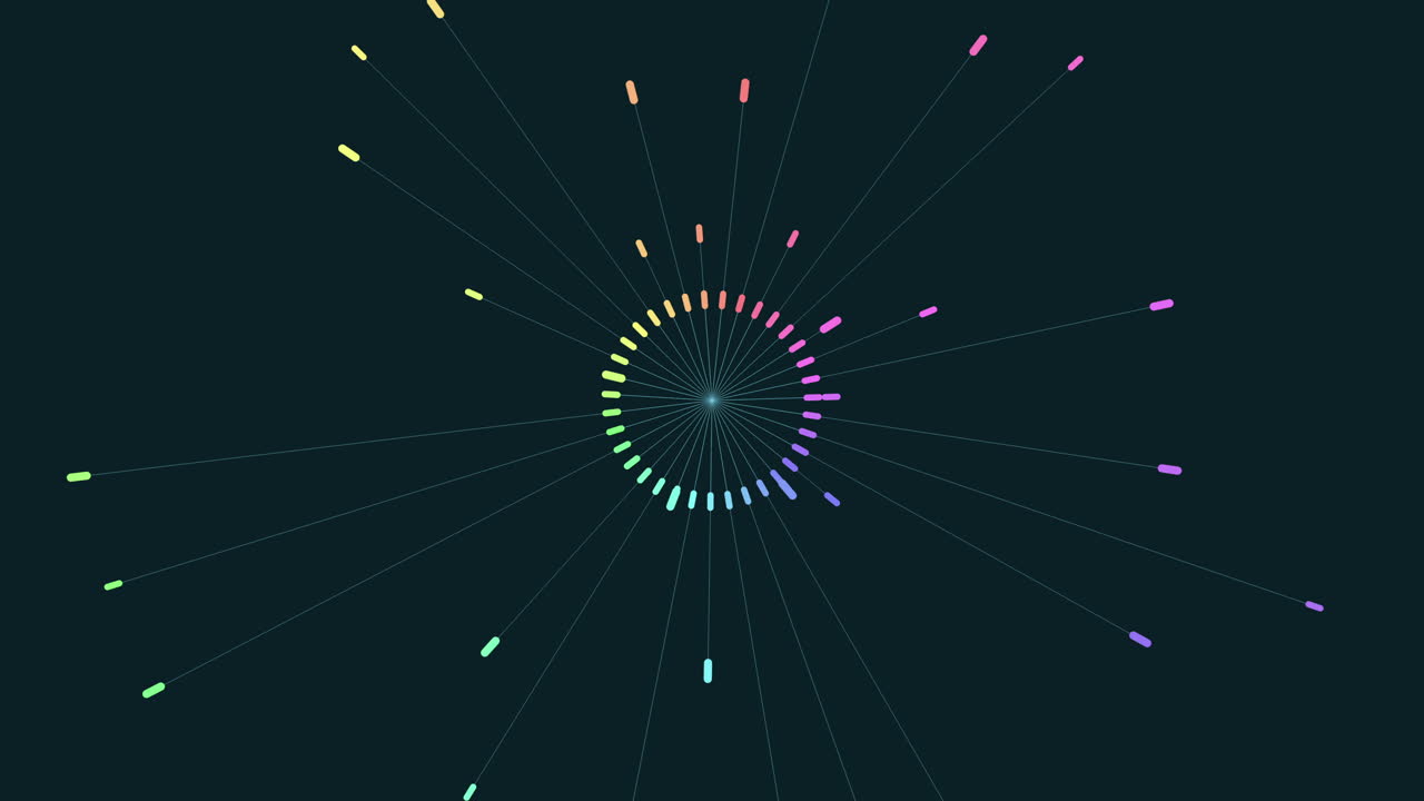 Colorful circular pattern of lines and dots creates visually striking image