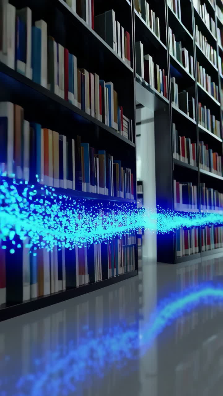 Interno futuristico della biblioteca