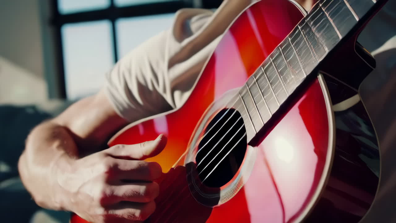 amigos relajándose con la guitarra en un apartamento moderno