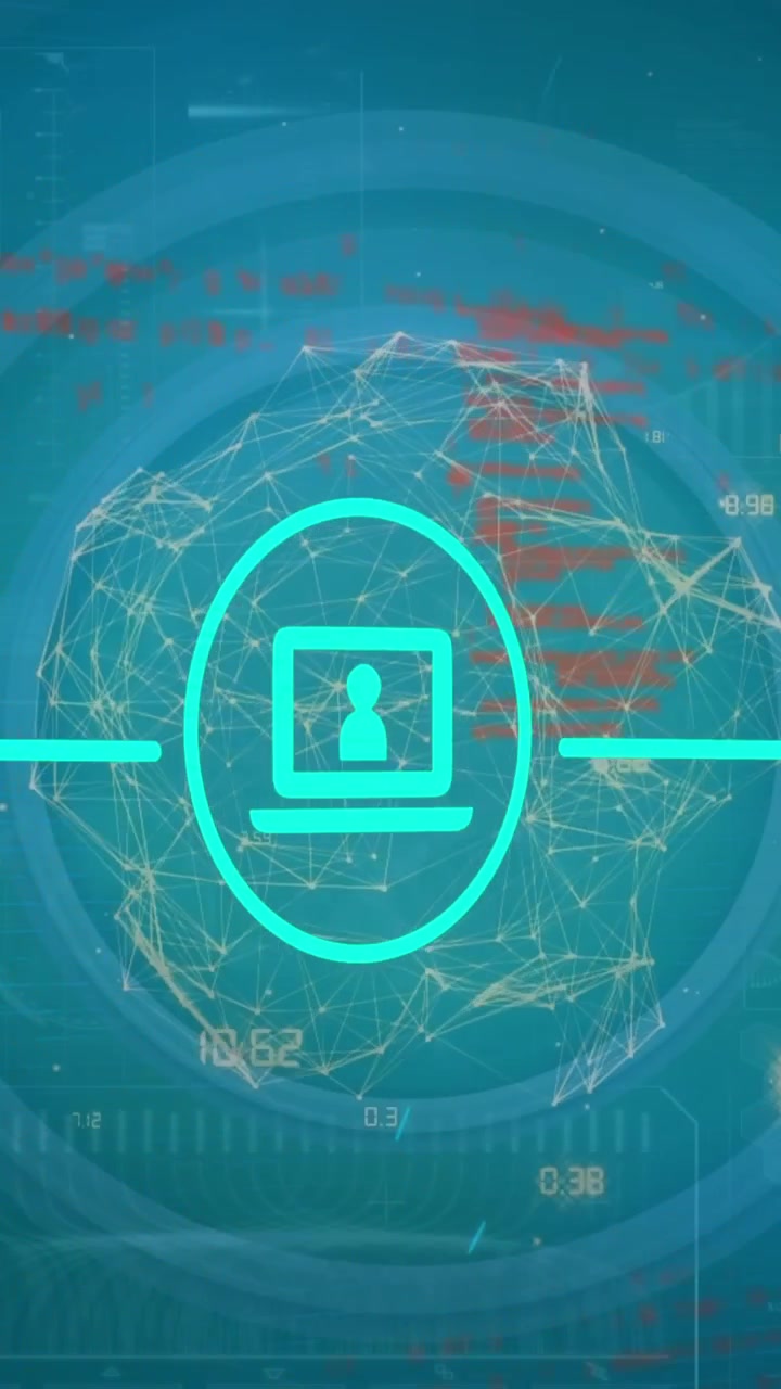 Animation of network of connections with icons and data processing