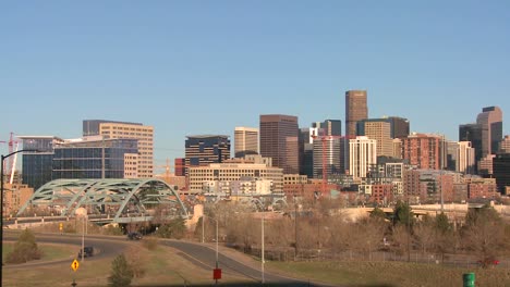 the skyline of denver colorado skyline on a sunny day