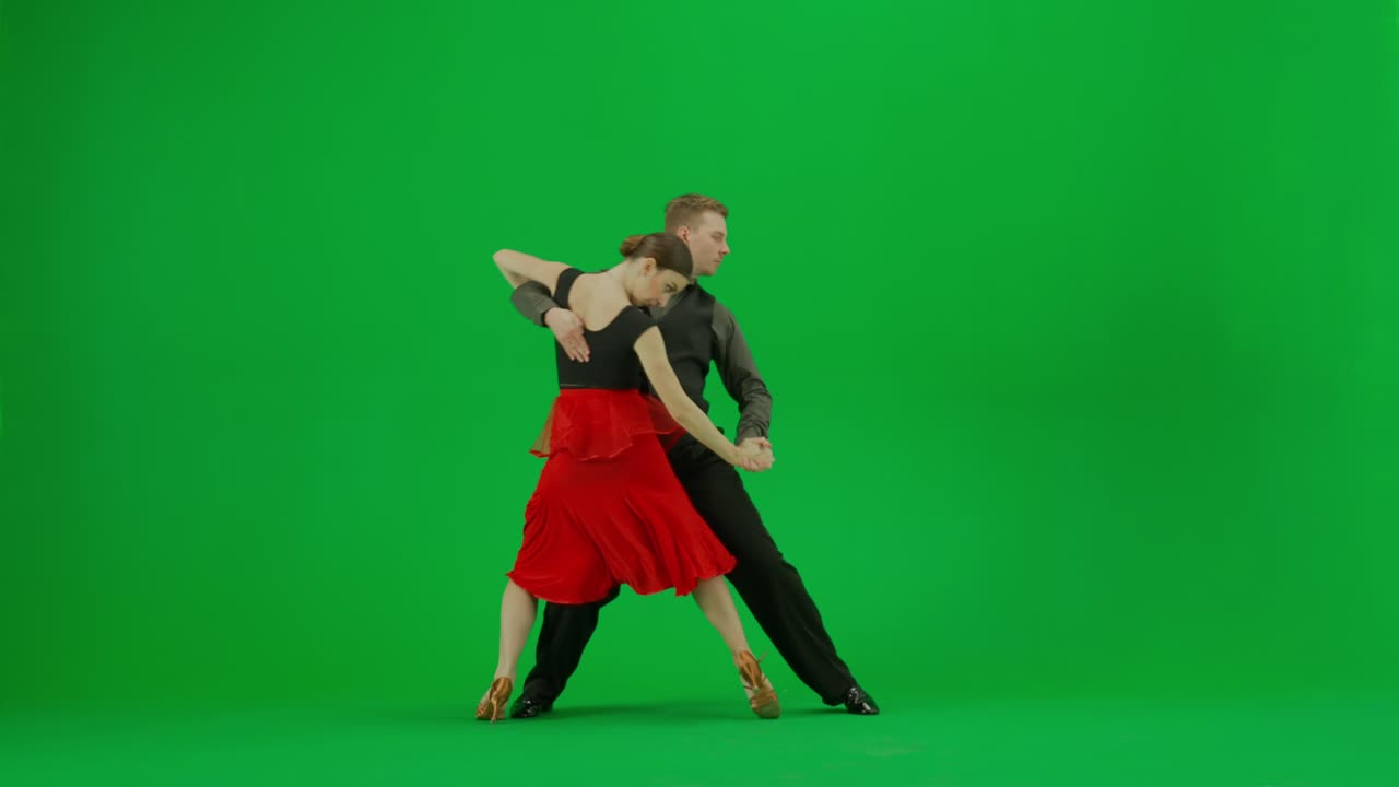 Couple Ballroom Dancing on Green Screen