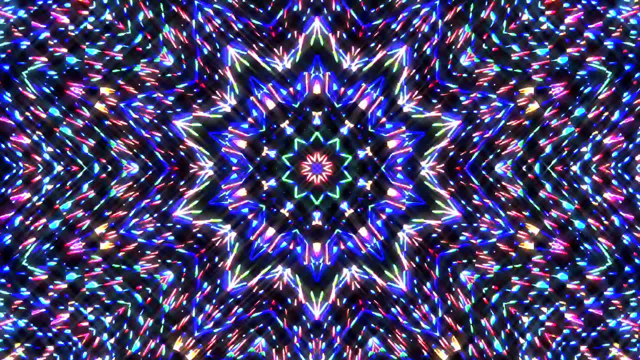 Abstract kaleidoscope shining beautiful red blue line smooth motion with shining light motion