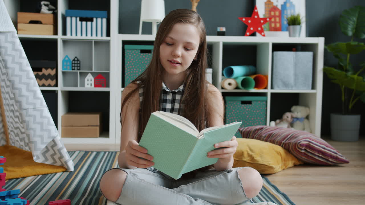 Girl Reading in a Playroom