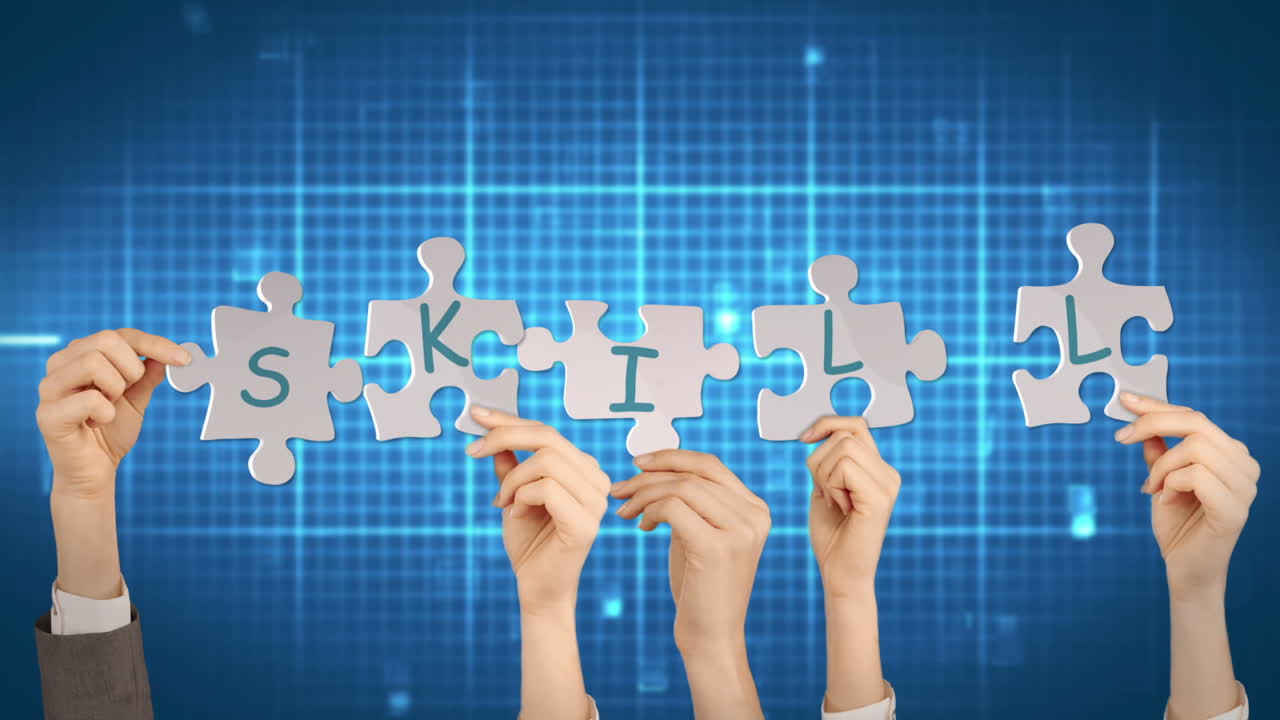 손을 잡고 퍼즐 조각