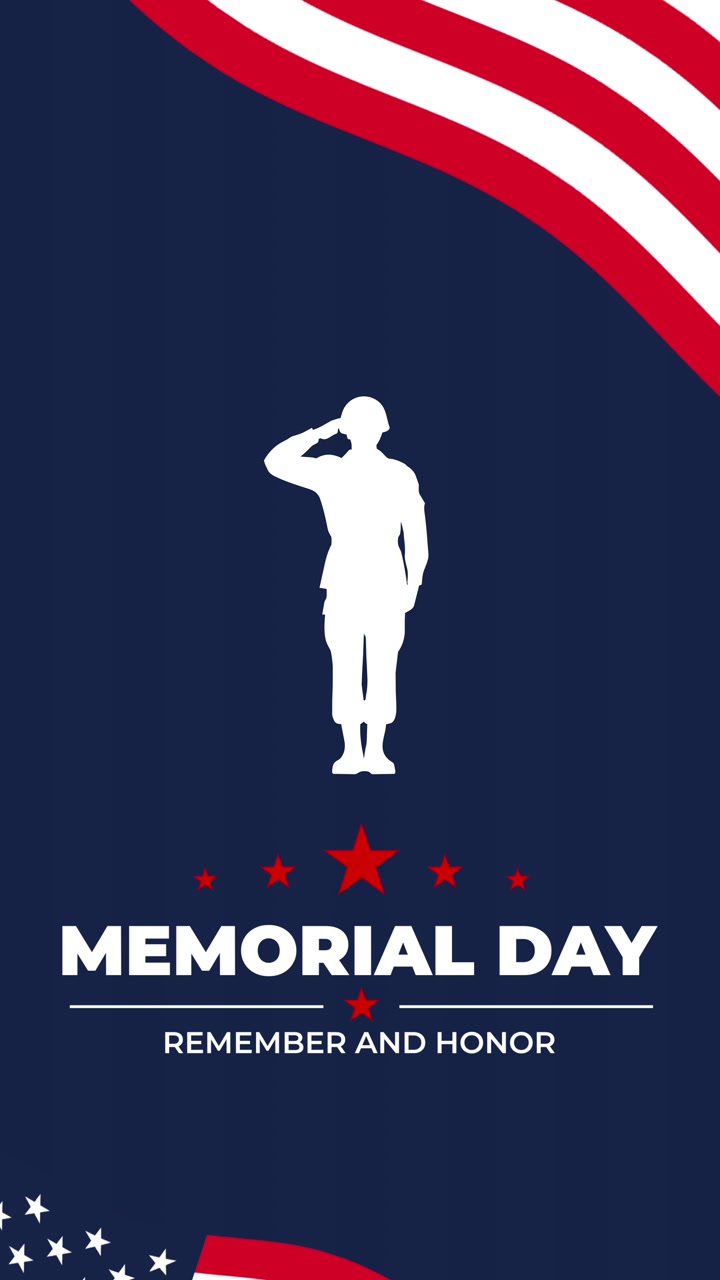 Animated Memorial Day Message with Saluting Soldier and American Flag
