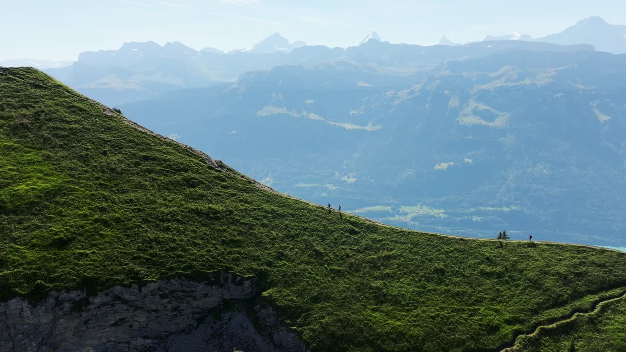 Breathtaking mountain panorama of Hardergrat trail, Bernese Oberland Switzerland