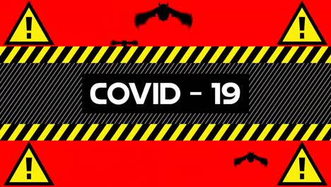 Animation-of-quarantine-covid-19-text-on-tape-over-bats