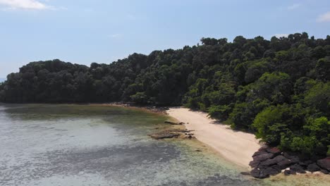 Aerial-shot-of-beautiful-tropical-beach-on-exotic-island-on-Andaman-Sea-in-Thailand---Koh-Kradan