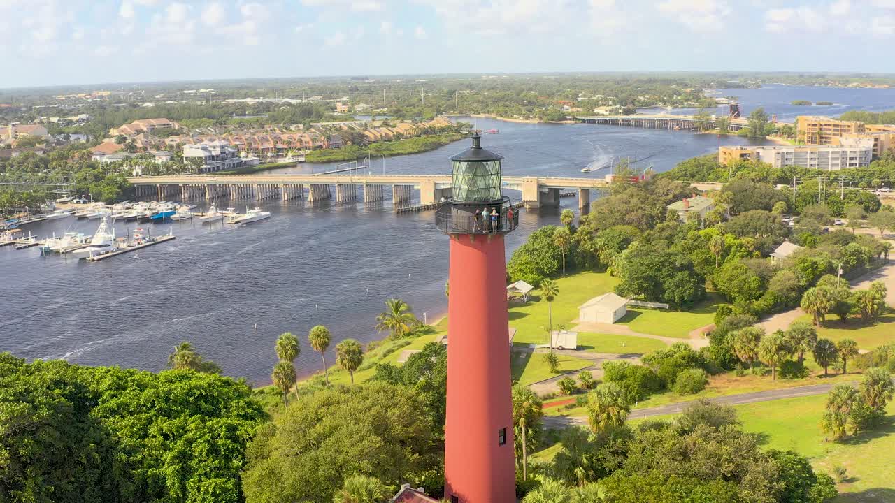 주피터 인 플로리다 등대 (jupiter inlet florida lighthouse) 의 가까운 공중 도