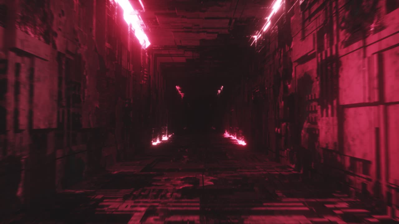 túnel futurista de neón rojo