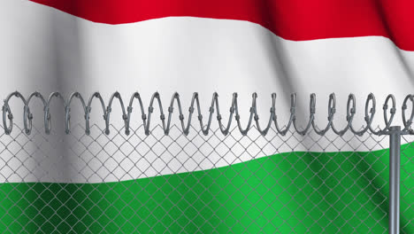 barbed wires against hungary flag