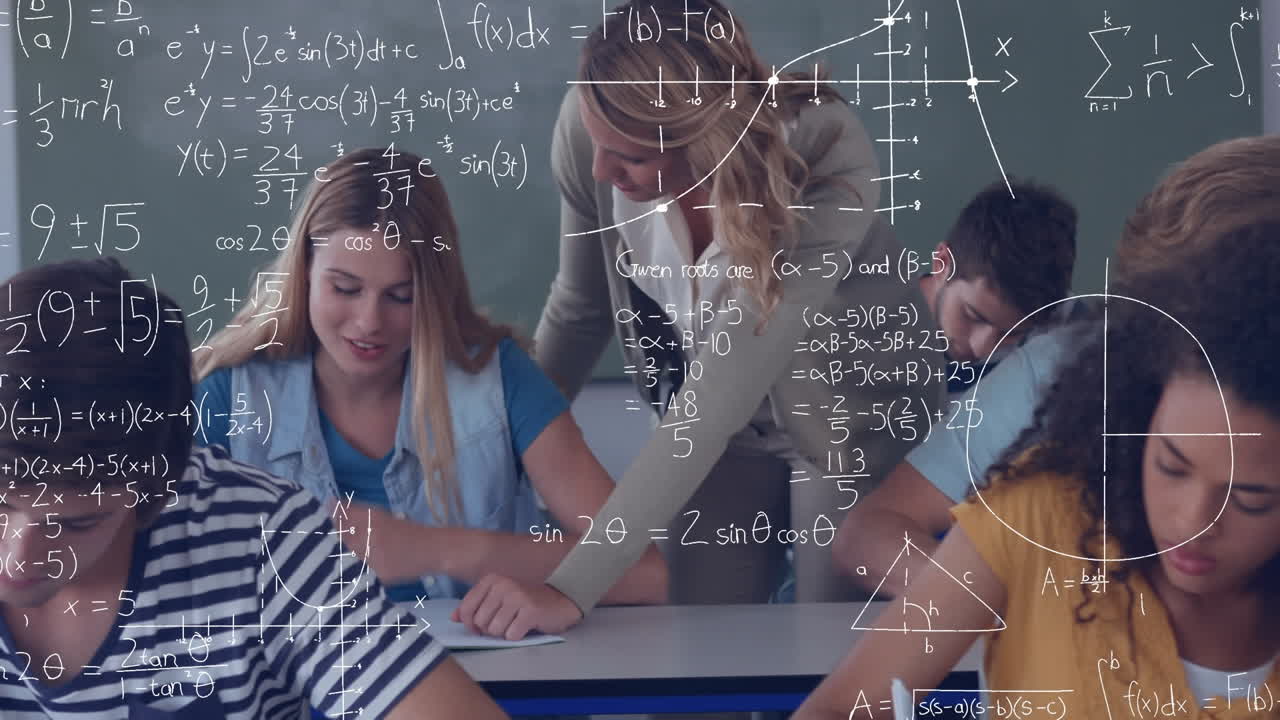 maestro ayudando a un estudiante en un salón de clases