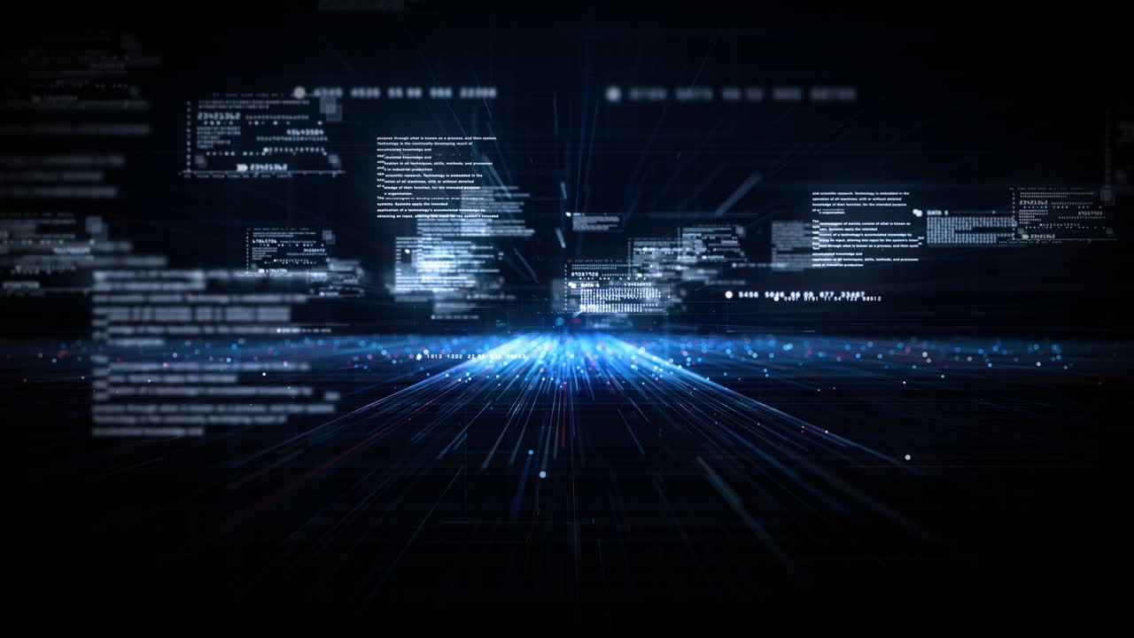 Digital cyberspace and digital data network connections concept. Transfer digital data hi-speed internet, Future technology digital matrix abstract background concept. Looped design 4k.