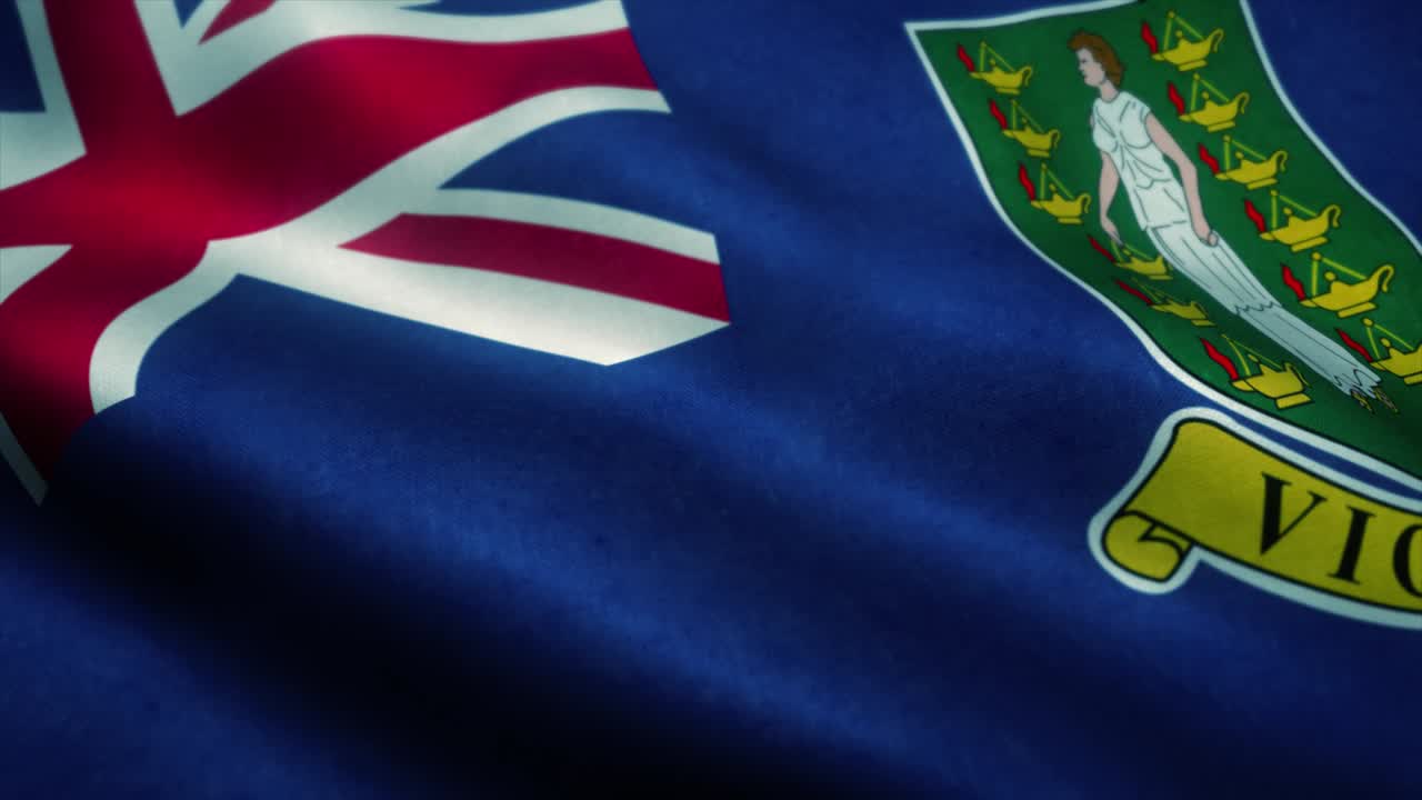 브리티시 버진 아일랜드의 발은 바람에 흔들리고 있습니다.브리티시버진 아일랜드의 국가 발. 브리티쉬버진 섬의 표지판.