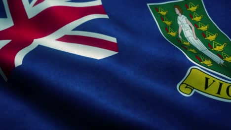 bandera de las islas vírgenes británicas ondeando en el viento. bandera nacional de las islas vírgenes británicas. signo de las isles vírgenes británicos animación de bucle sin costuras. 4k
