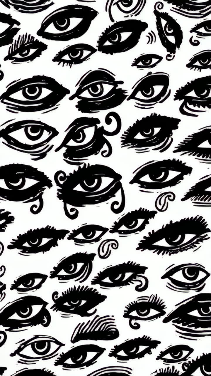 Abstract Black and White Stylized Eye Pattern